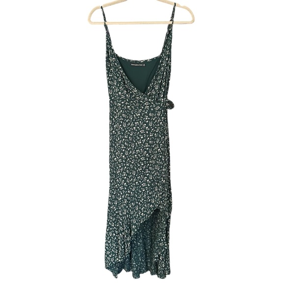 Abercrombie Green Floral Wrap Midi Dress Size Medium - Picture 4 of 12